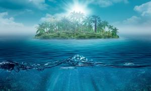 lonely, island, ocean, nature, landscape, sea, water,  trees, palms wallpaper thumb